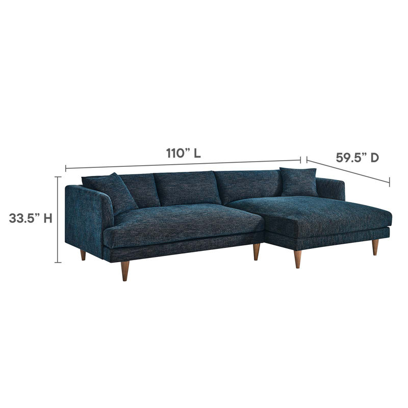 Canapé modulaire 2 pièces Modway Zoya, Accoudoir à droite (vu de face), 100 % polyester bleu