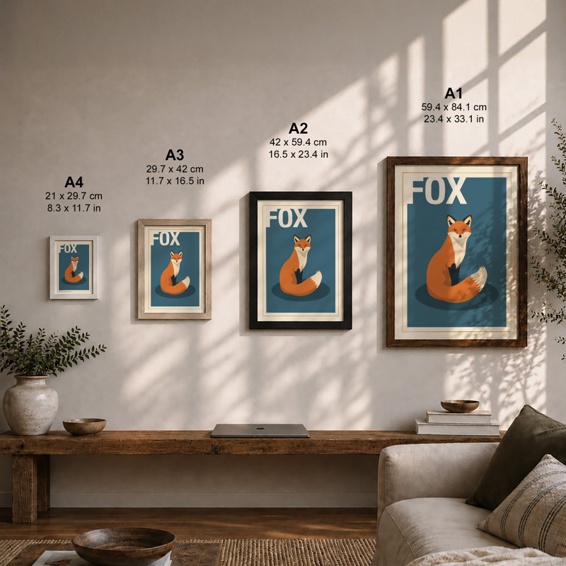 Fox Modern - Framed Print, A3 - 42.0 x 29.7 cm, White
