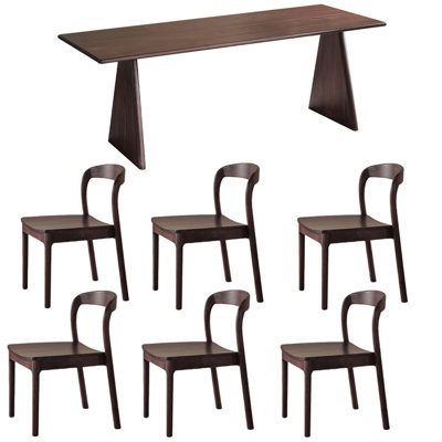 A rectangular dining table made of ash wood