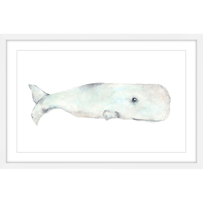 «Happy Whale» par Thimble Sparrow, reproduction encadrée, H 12 po x l 18 po x P 1,5 po