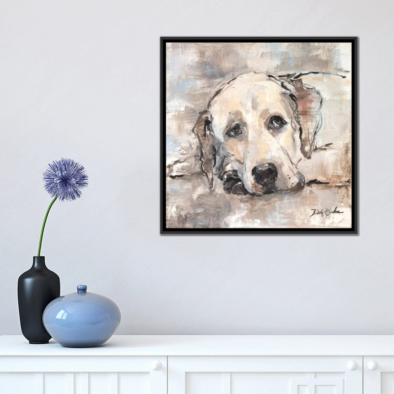 « lazy daze », reproduction sur toile, H 18 po x l 18 po x P 1,5 po, Toile avec cadre noir, Pas de tapis