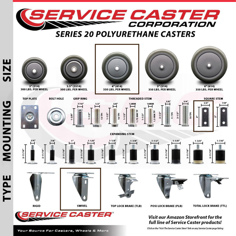 Polyurethane Caster, Gray