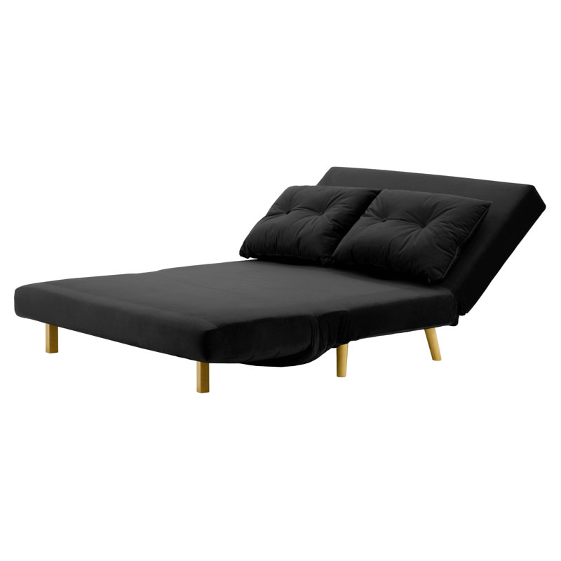 Donald 2 Seater Sofa Bed,  78cm H X 120cm W X 90cm D, Oak, Black