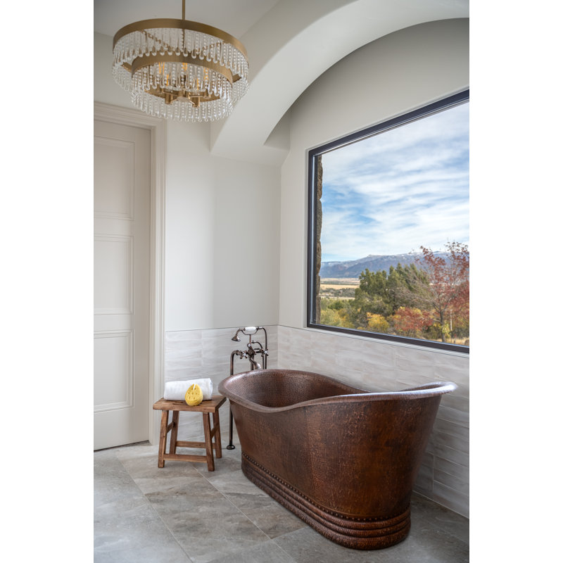 67" Hammered Copper Single Slipper Bathtub