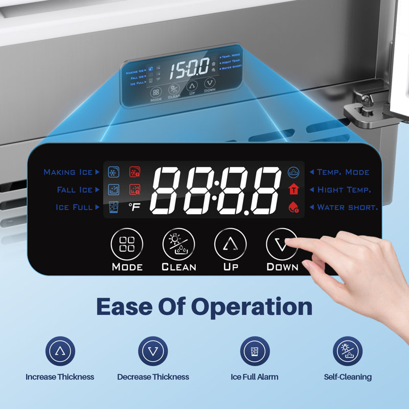 Coolake 15 Inch Wide Under Counter Ice Maker Machine, 80lbs/day Built-in Freestanding Ice Maker With 25lbs Storage Bin, Stainless Steel Self-cleaning Lcd Panel, Under Cabinet Ice Maker For Home Office