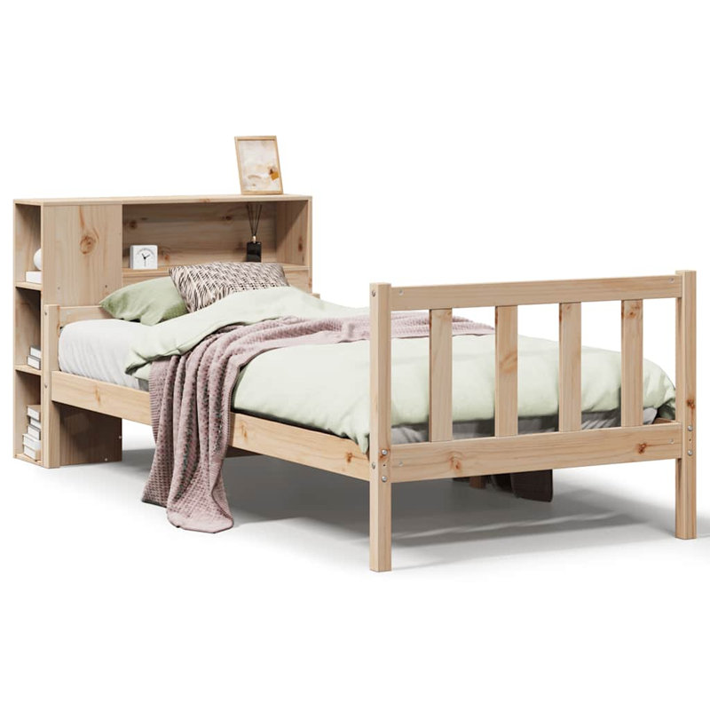Bookcase Bed Without Mattress 90X190 Cm Single Solid Wood Pine