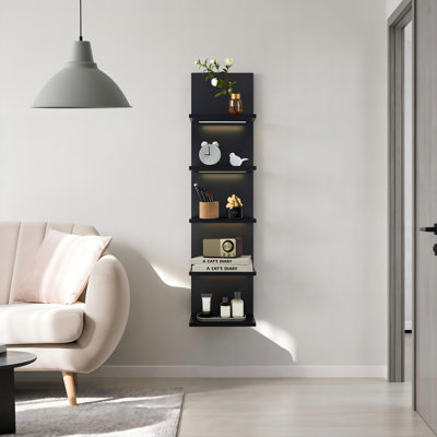Deangelos 5 Tier Wall Shelf with Light