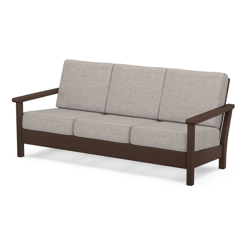 Harbour Deep Seating Sofa, Weathered Tweed, Mahogany