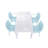 4-Person Patio Dining Set with White Rectangular Table, Stackable Polypropylene Armchairs for Indoor/Outdoor Use-1972817745
