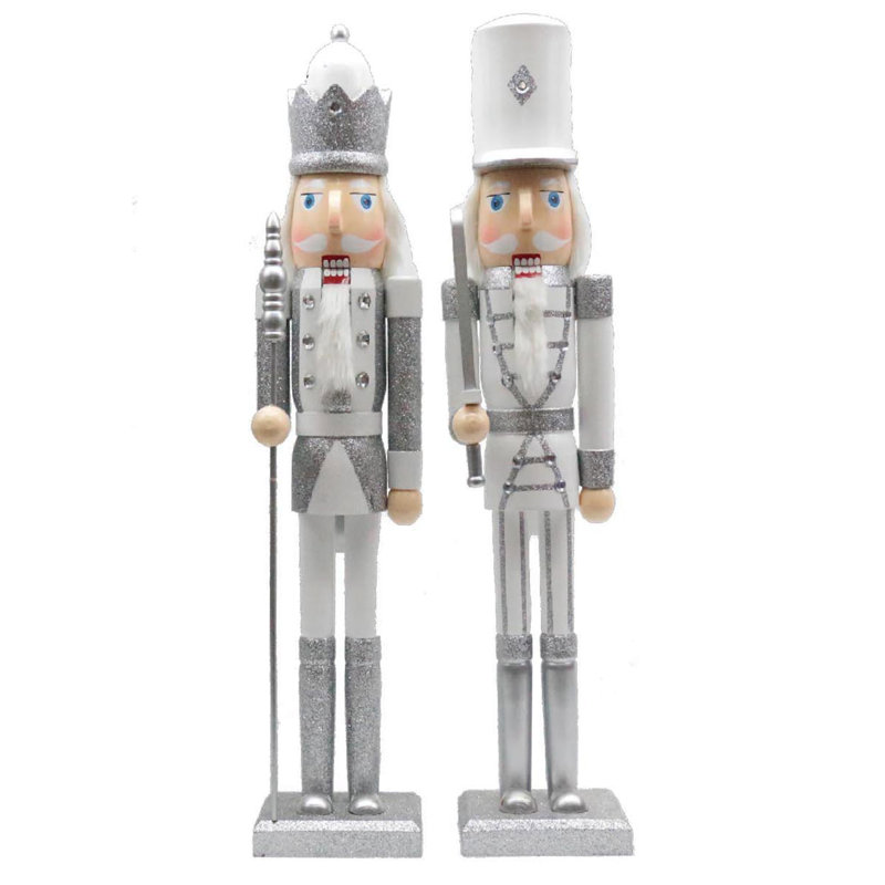 Casse-noisette 24 po blanc et argent, ensemble de 2