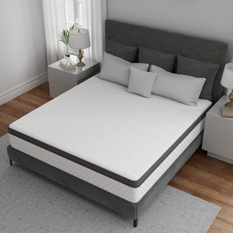 Matelas hybride en mousse à mémoire de forme à refroidissement moyen 8 po / 10 po / 12 po Alwyn Home - CertiPUR-US, OEKO-TEX, certifié SGS