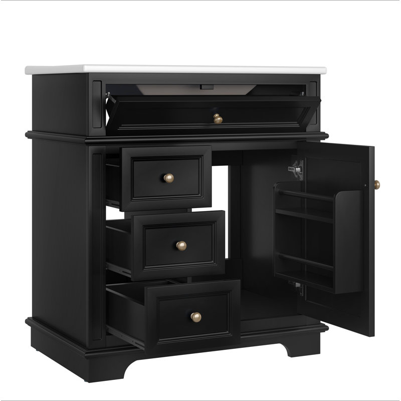 Meuble-lavabo de 30 po avec lavabo, un tiroir basculant, trois tiroirs, tablette de porte, porte à fermeture douce