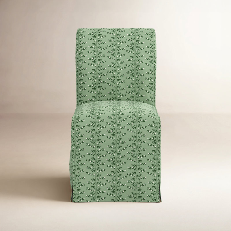 Frances Slipcover Dining Chair In Climbing Vines Green, Green