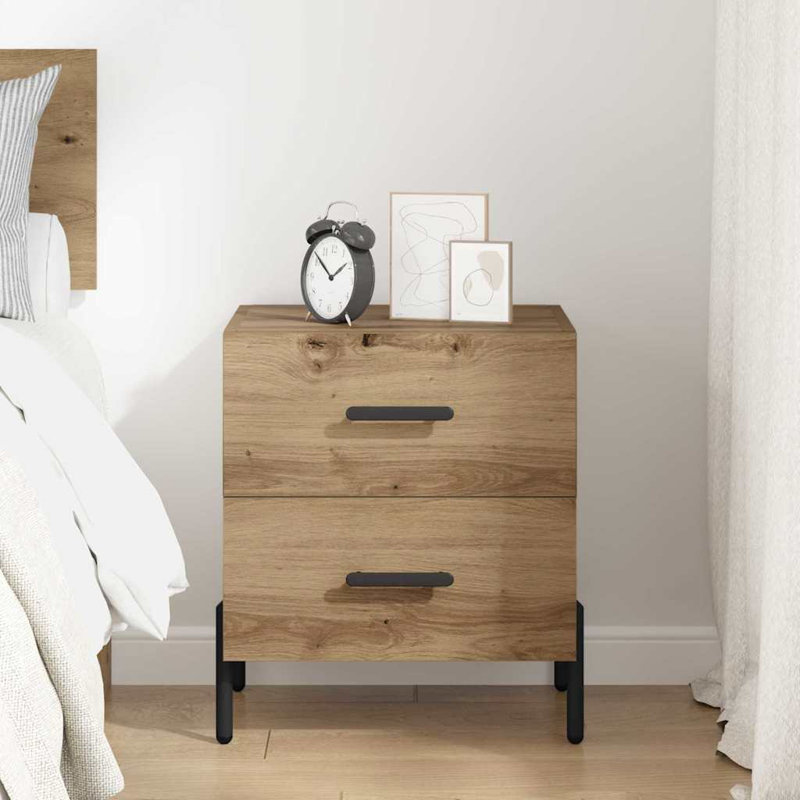 40cm W Manufactured Wood Bedside Table, Artisan Oak