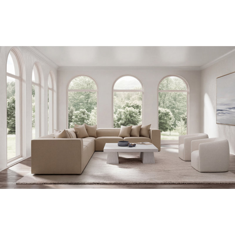 Bernhardt Bliss 4-Piece Fabric Sectional, 28" H x 160.5" W x 123.5" D, Taupe Polyester