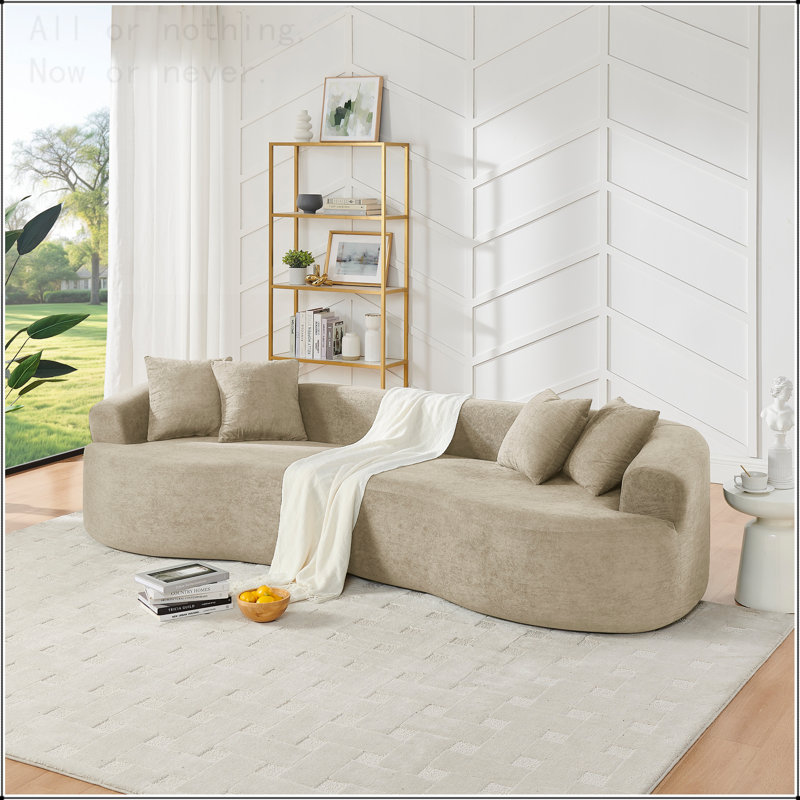 Canapé modulaire courbé 4 places Modern Cloud, canapé de salon à compression minimaliste, sans assemblage, chenille, Chameau