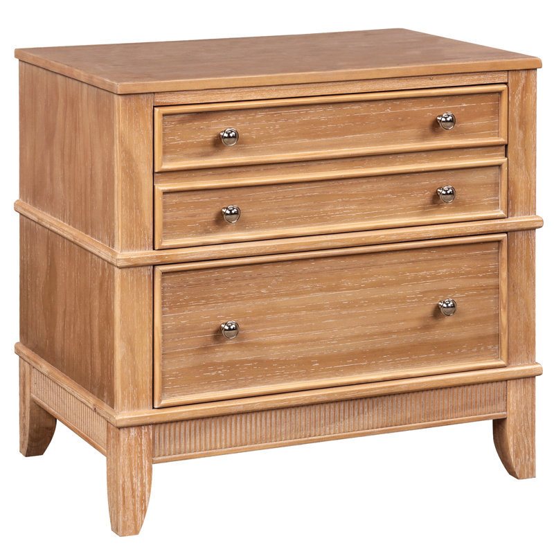 Hazel Set of 2 Rustic 3-Drawer Side Tables for Living Room, Hallway or Entryway with Hidden Storage