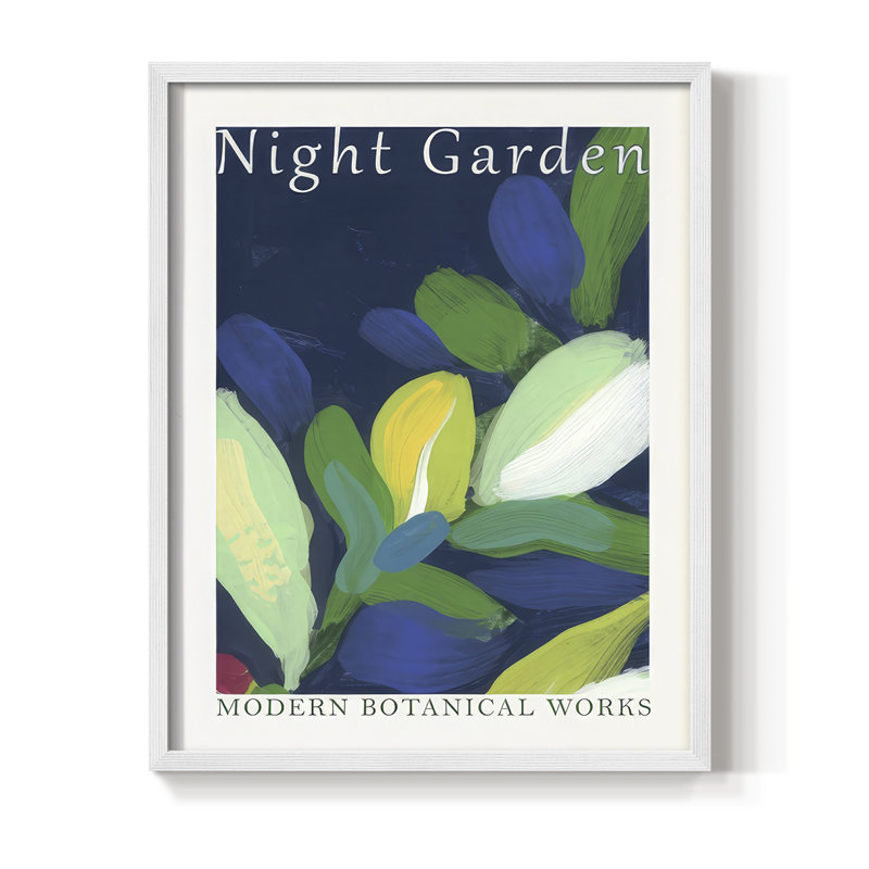 «Night Garden Exposition Posters II», reproduction encadrée - bois massif, Blanc