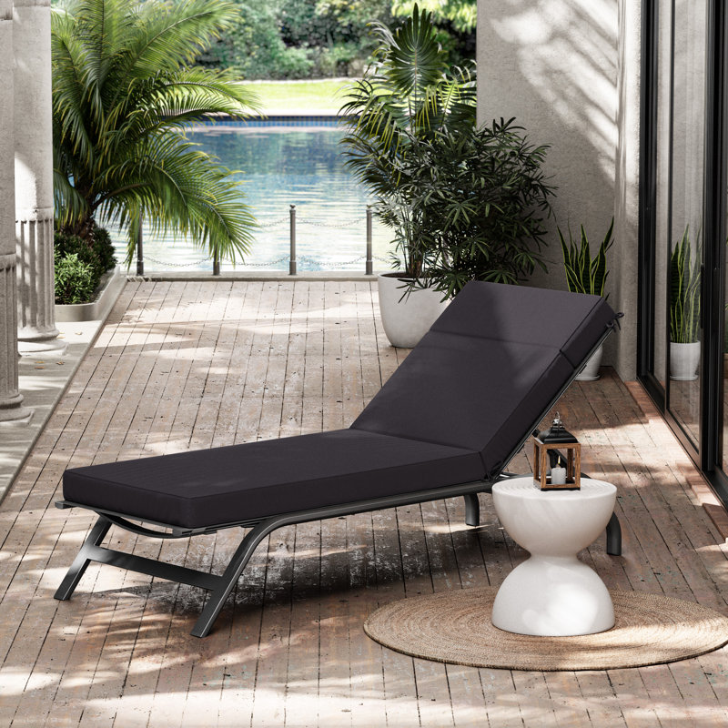 Outdoor Chaise Lounge Cushion – Weather-Resistant, Reversible, Plush Comfort, 26" W x 80" D, Gray