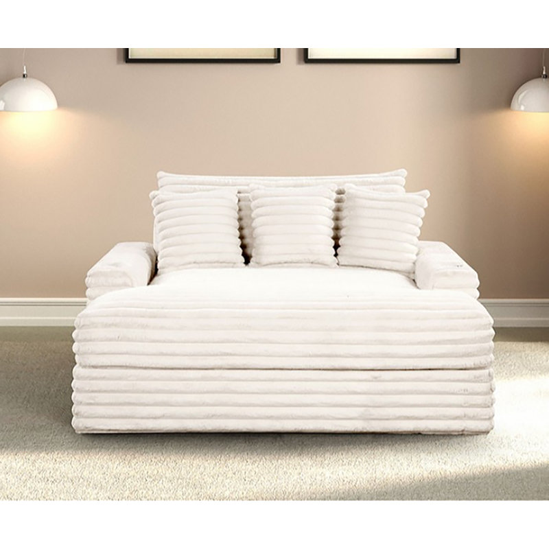 Chaise longue à 2 accoudoirs Tadley, Chenille blanche