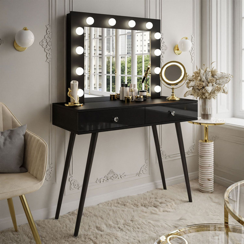 Antonius Dressing Table with Mirror, Black