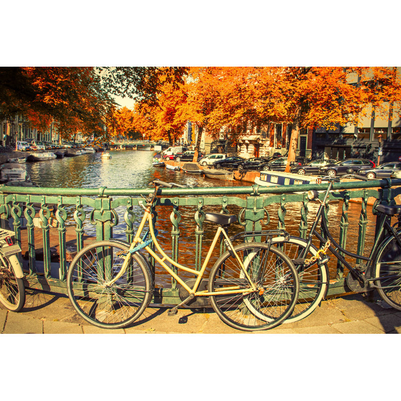 Amsterdam Canal And Bikes by Gianliguori - Wrapped Canvas Print, 30cm H x 46cm W