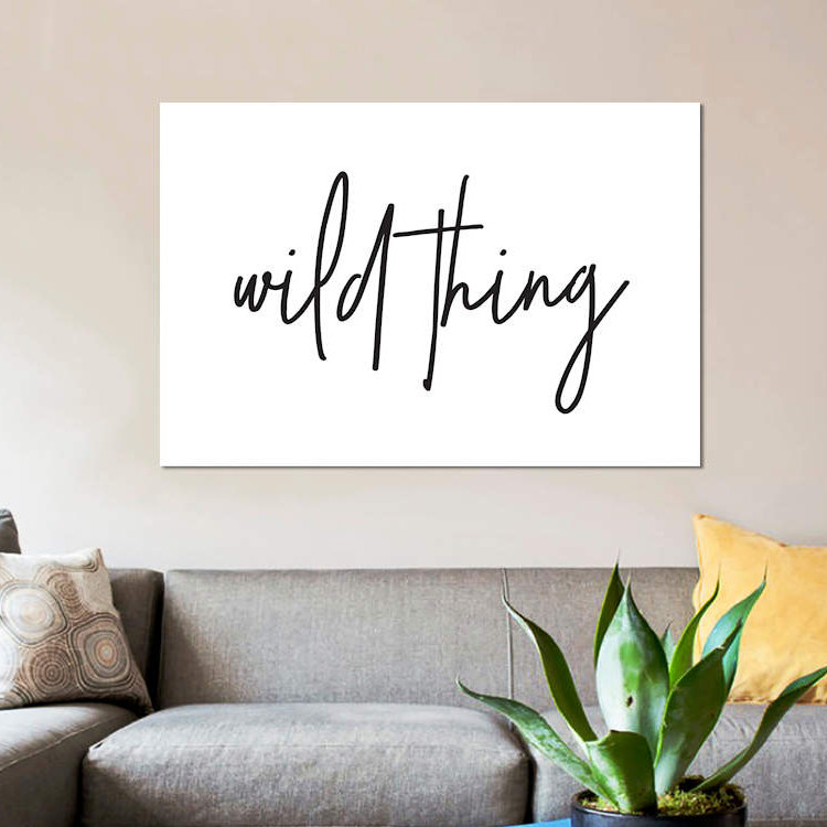 « wild thing i », art textuel sur toile, H 8 po x l 12 po x P 0,75 po, Toile tendue, Pas de tapis