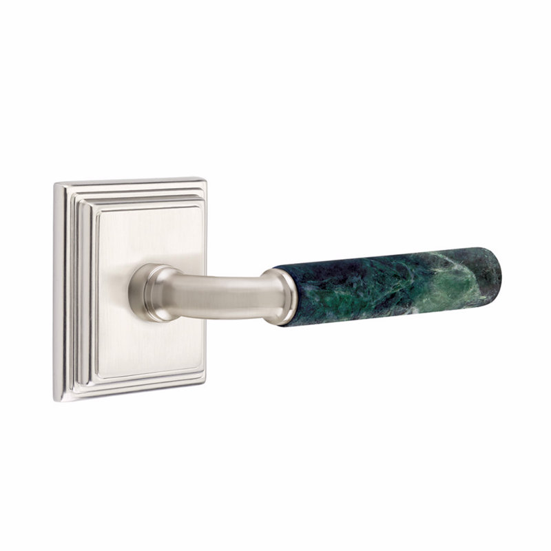 Select Round Passage (Hall & Closet) Door Lever with Square Rosette, Satin Nickel