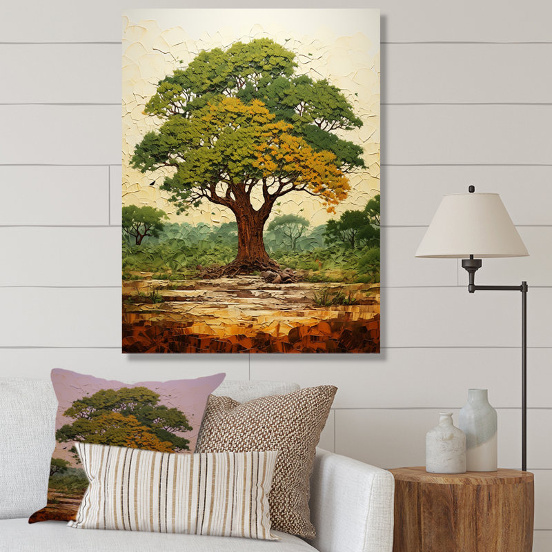 Baobab Majesty - arbre, art mural africain, Toile tendue, H 20 po x l 12 po x P 1 po