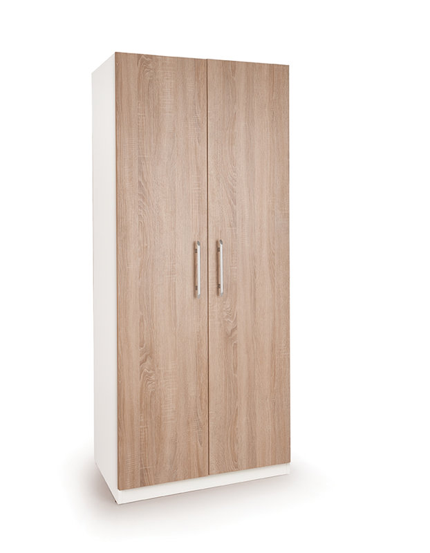 Dufferin 2 Door Solid Wood Wardrobe, White/Oak