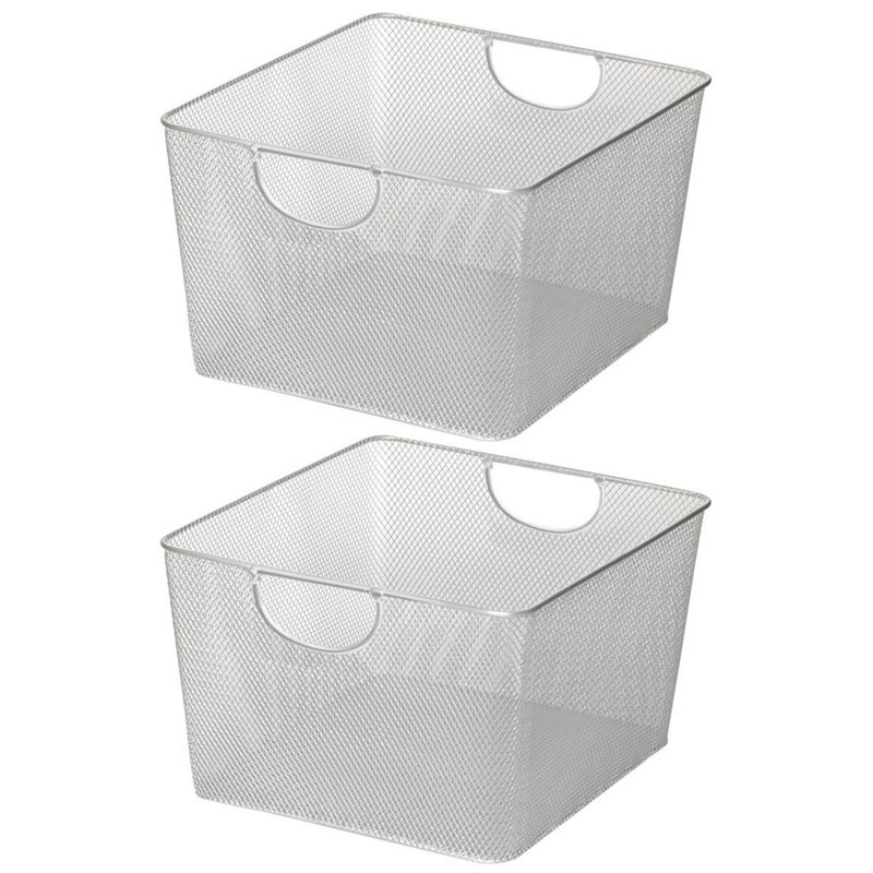 Rebrilliant Decorative Basket, Silver, 10" H x 12" W x 15" D