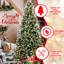 Arbre de Noël de 7 pi avec 450 lumières à DEL blanc chaud, branches en PE + à branches enneigées 2178, baies rouges et pin, base stable pour des lumières d'aspect réaliste avec un assemblage articulé simple