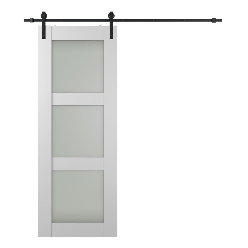 Porte de grange préfabriquée en bois manufacturé à panneaux avec trousse de quincaillerie d'installation, 31,75 po x 79,37 po