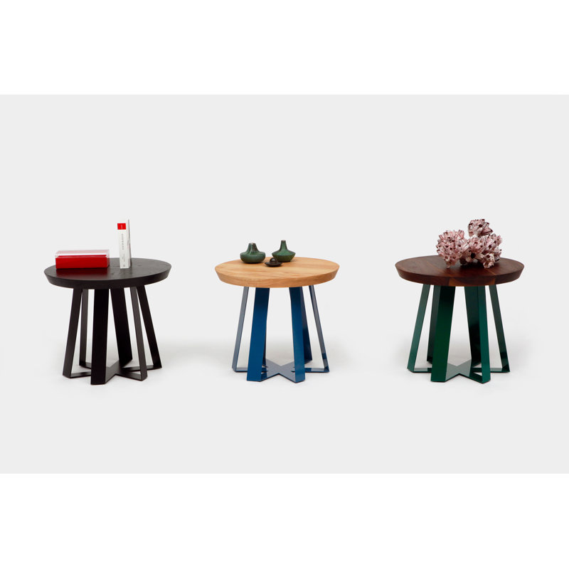 ARS Solid Wood End Table, Black, Walnut