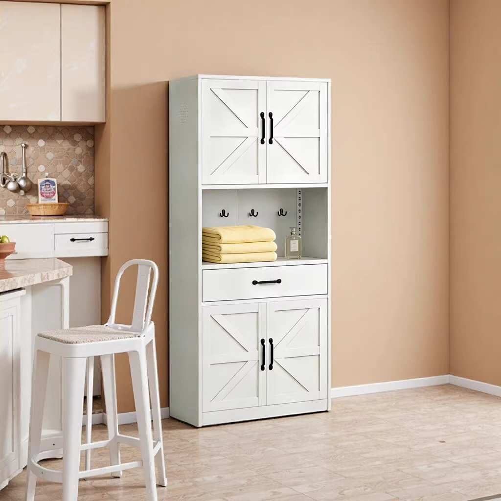 Latitude Run® 71 Inch High White Steel Kitchen Pantry Storage Cabinet ...