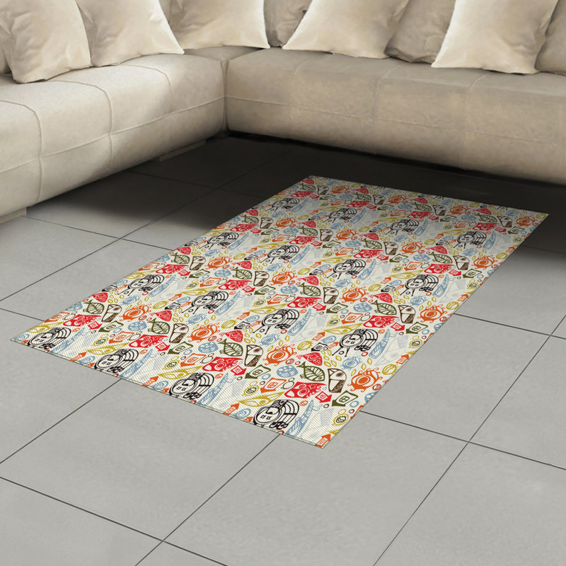 Funky High Density Long Fiber Poly Threads Decorative Area Rug Carpet, Rectangle 4' x 5'8"