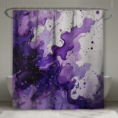 Rideau de douche mauve à éclaboussures - Décoration de salle de bain abstraite moderne