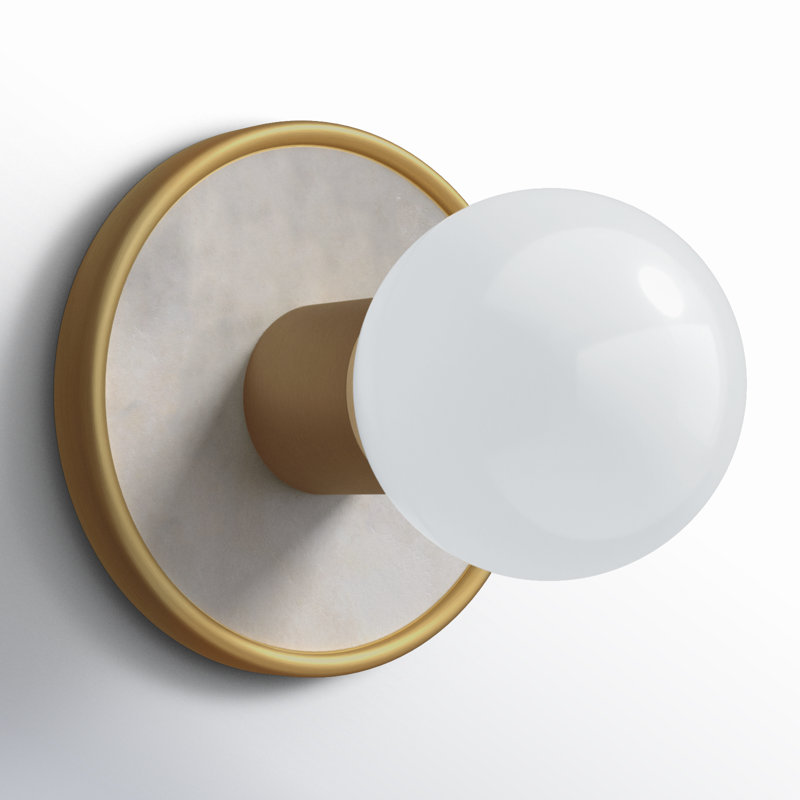 Rocha Dimmable Bath Sconce, Yes, White Alabaster/Natural Aged Brass