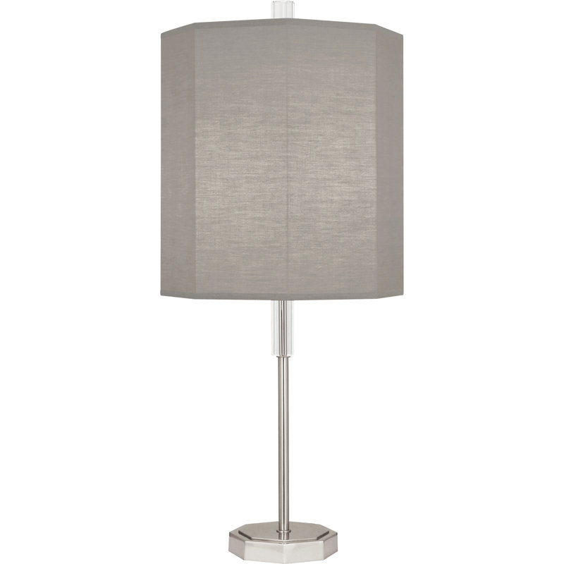 Kate Table Lamp, Polished Nickel, Smoke Gray