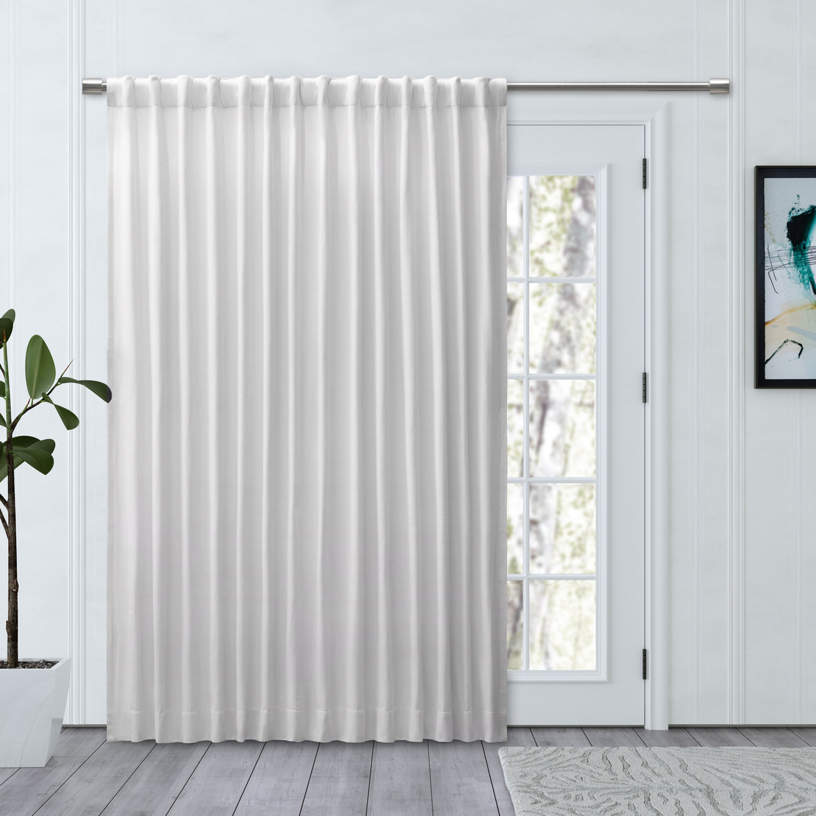 LeeRoy Chevron Room Darkening Curtain Panel, White, 48" W x 63" L