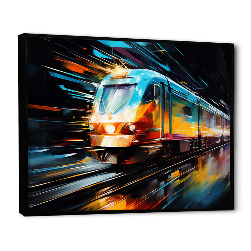 Abstracted Train Velocity - Transportation Canvas Wall Art, H 12 po x l 20 po x P 1 po, Cadre flottant noir