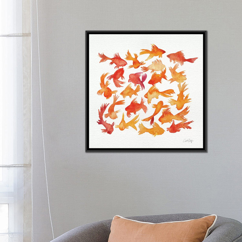 «Goldfish» - reproduction non encadrée, Toile avec cadre noir, H 26 po x l 26 po x P 1,5 po, Pas de tapis