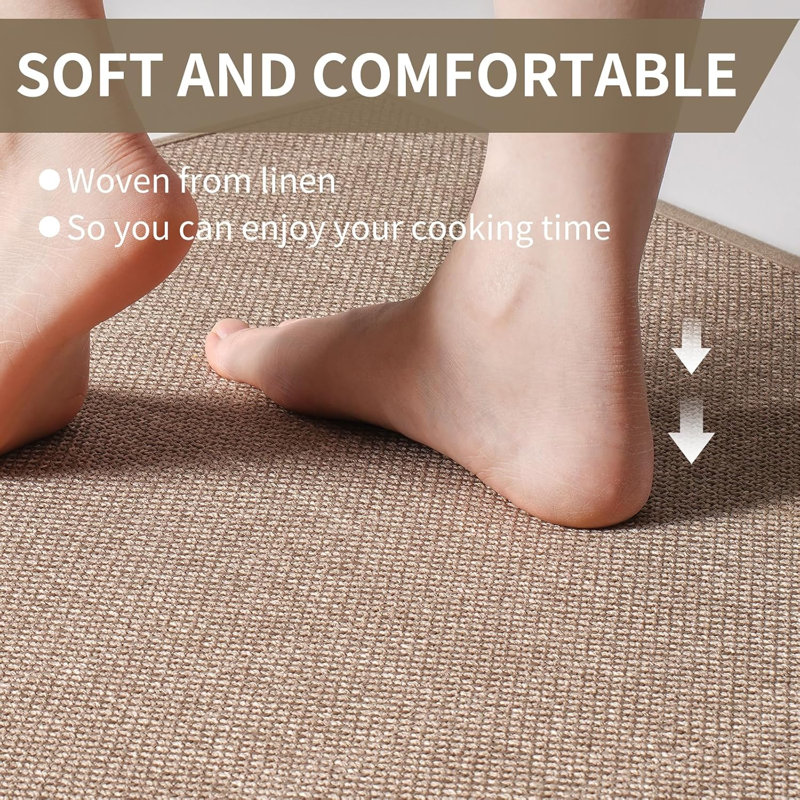 Super Absorbent Kitchen Rugs Non Slip 17"x47", Brown