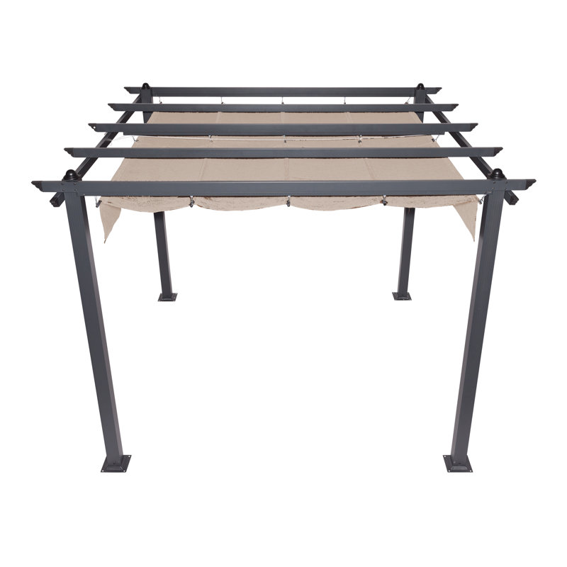 Aurora 9' W x 9' D Aluminum Pergola with Canopy, Smoke