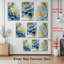 3 pièces d'art mural bleu et jaune sur toile de lotus-1674052963