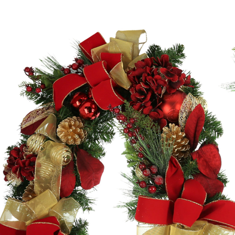 Red And Gold Magnolia Garland