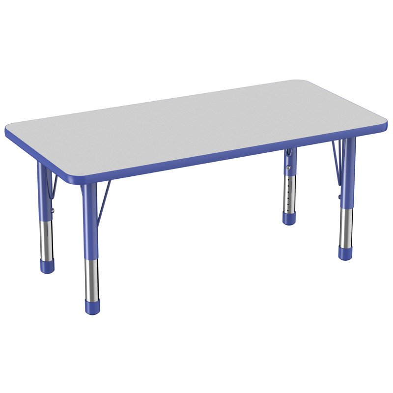 Table d'activité rectangulaire à hauteur ajustable avec moulures en T, Gris/Bleu/Noir