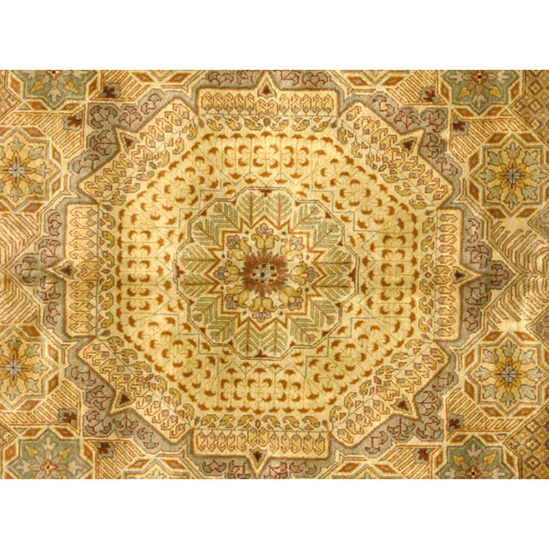Hand Knotted Wool Area Rug in Cream