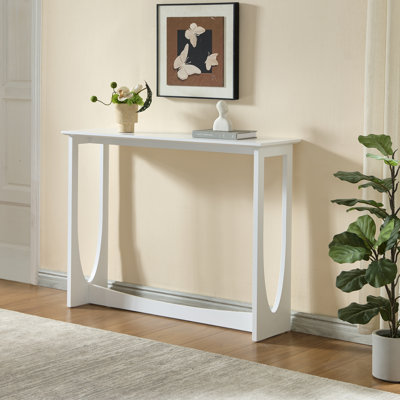 Wood Console Table, Entryway Sofa Table for Hallway, Living Room, or Behind Couch - White