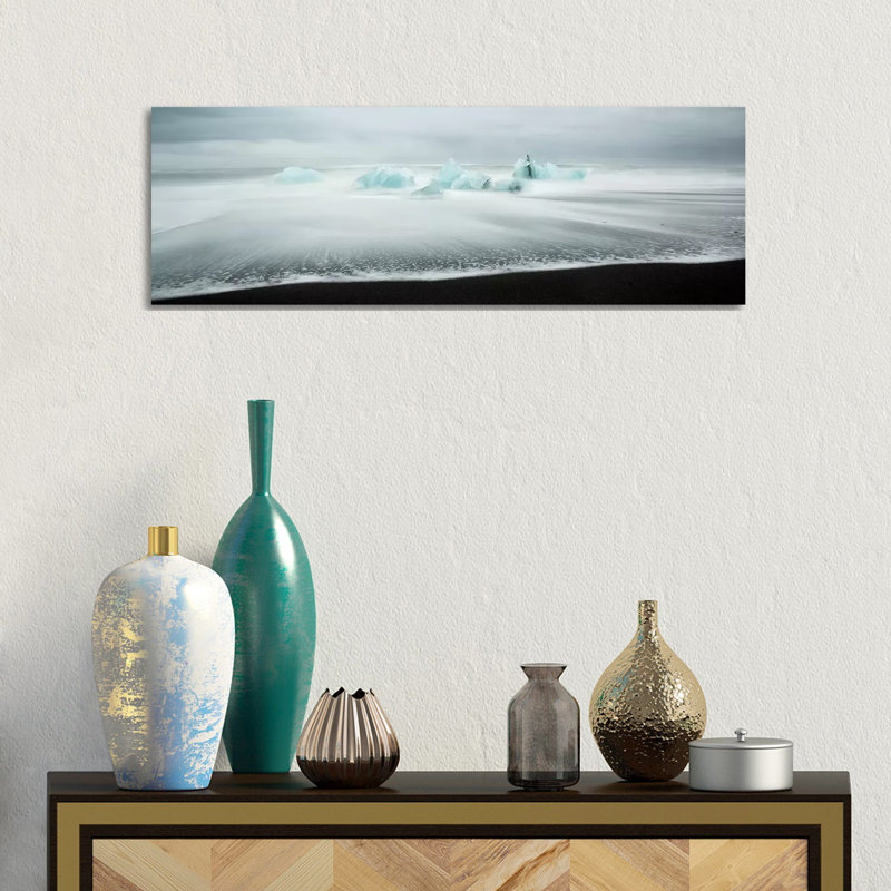 Icebergs On Black Beach I by Matteo Colombo - Wrapped Canvas Panoramic Print, 30.48 cm H x 91.44 cm W x 1.91 cm D